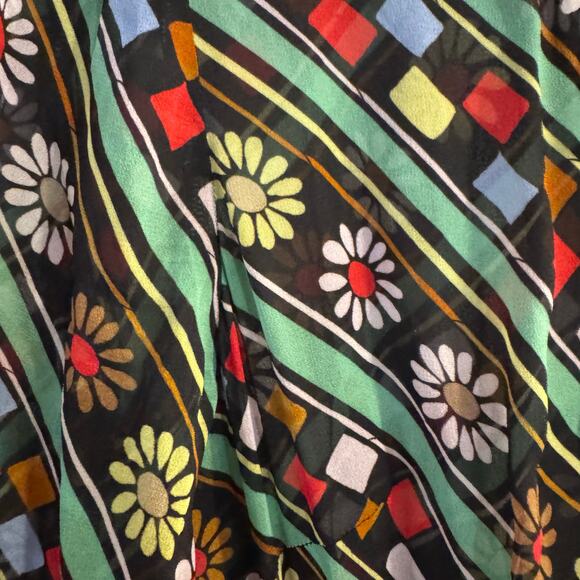 RIXO LONDON Lora Ruffled Printed Chiffon Tie Neck Maxi Dress Size Large - Picture 11 of 14